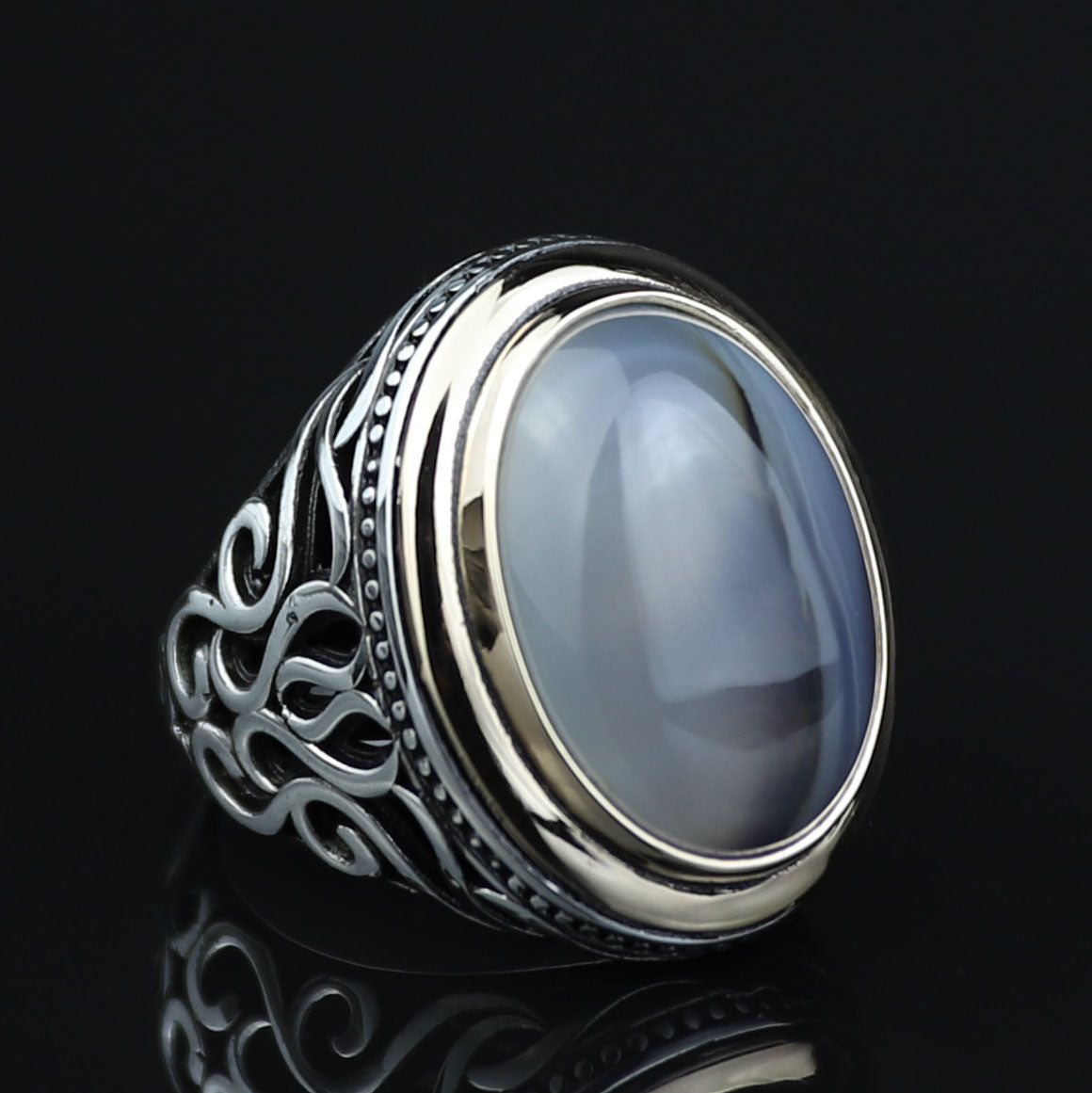 925 Silver Yemen Agate Stone Ring, Natural Agate Gemstone Ring, Rurkish Handmade Silver Ring, 925k Sterling Silver Ring, Gift For Him