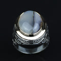 925 Silver Yemen Agate Stone Ring, Natural Agate Gemstone Ring, Rurkish Handmade Silver Ring, 925k Sterling Silver Ring, Gift For Him