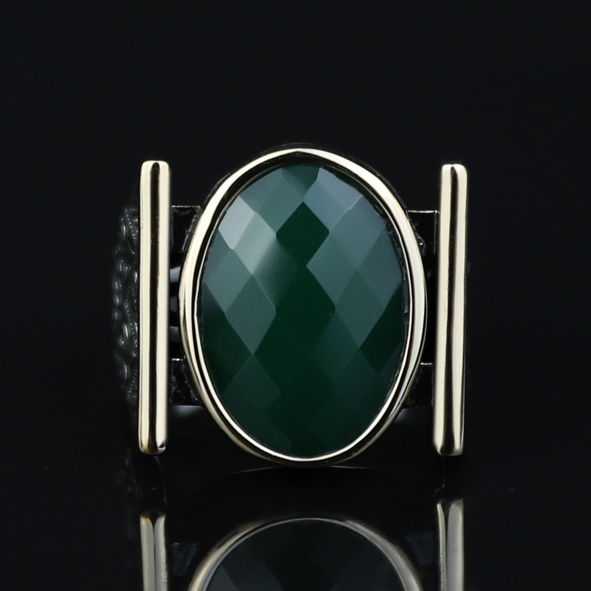 Emerald Gemstone Islamic Silver Men Rings , Handmade Muslim Men Ring, Green Zircon Men Ring, Father Day Gift, Husband Gift, 925k Silver