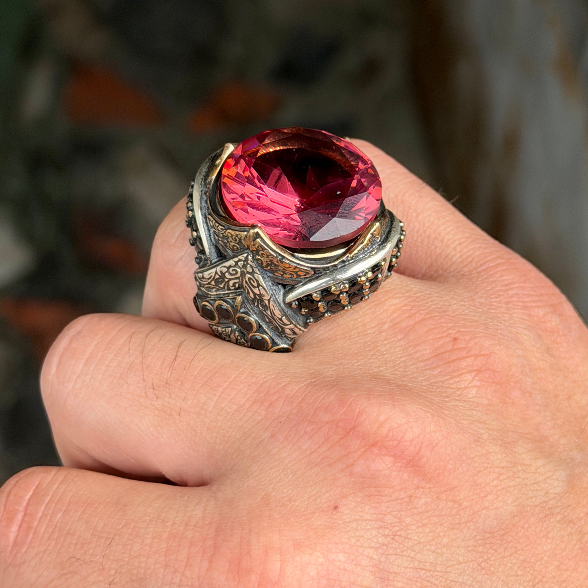 925 Sterling Silver Sultanite Ring for Men – Color Changing Gemstone