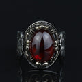 Silver Vintage Oval Ruby Stone Ring, Handmade Men Silver Ring, Raw Ruby Stone Ring, Minimal Silver Ring , Ottoman Style Ring