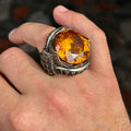 925 Sterling Silver Citrine Ring for Men – Vintage Turkish Style
