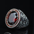 925 Silver Minimal Ruby Stone Ring, Oval Red Gemstone Men Ring, Garnet Gemstone Ring, Mens Turkish Handmade Ring, Men Handmade Gift Ring