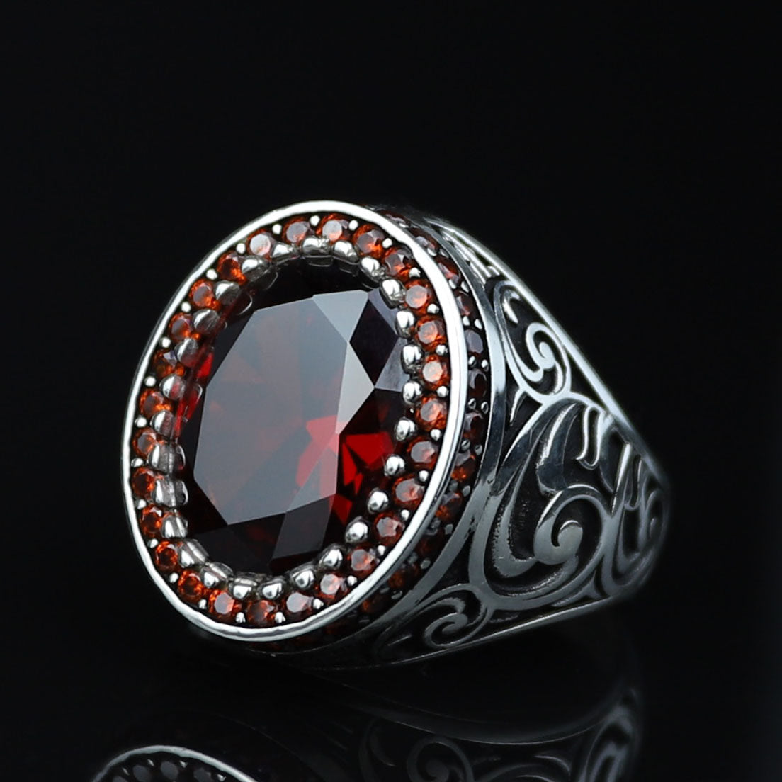 925 Silver Minimal Ruby Stone Ring, Oval Red Gemstone Men Ring, Garnet Gemstone Ring, Mens Turkish Handmade Ring, Men Handmade Gift Ring
