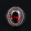 925 Silver Minimal Ruby Stone Ring, Oval Red Gemstone Men Ring, Garnet Gemstone Ring, Mens Turkish Handmade Ring, Men Handmade Gift Ring