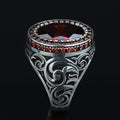 925 Silver Minimal Ruby Stone Ring, Oval Red Gemstone Men Ring, Garnet Gemstone Ring, Mens Turkish Handmade Ring, Men Handmade Gift Ring