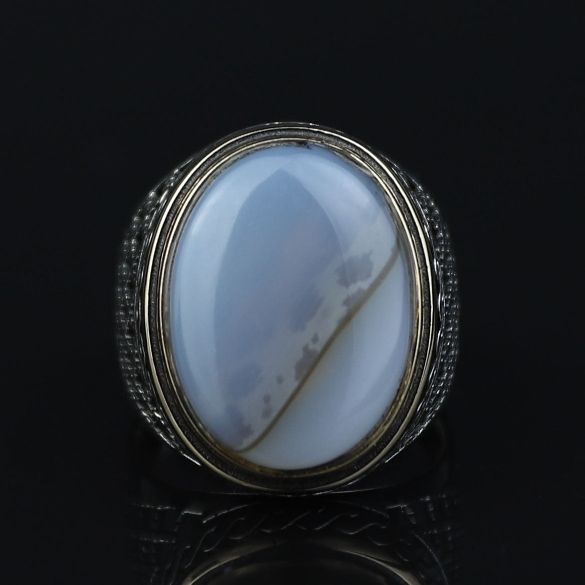 925 Silver Natural Yemen Agate Stone Ring, Natural Agate Men Ring, Turkish Handmade Silver Ring, 925k Sterling Silver Ring, Gift For Hi