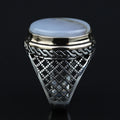 925 Silver Natural Yemen Agate Stone Ring, Natural Agate Men Ring, Turkish Handmade Silver Ring, 925k Sterling Silver Ring, Gift For Hi
