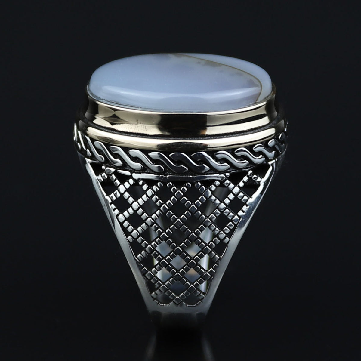 925 Silver Natural Yemen Agate Stone Ring, Natural Agate Men Ring, Turkish Handmade Silver Ring, 925k Sterling Silver Ring, Gift For Hi