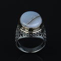 925 Silver Natural Yemen Agate Stone Ring, Natural Agate Men Ring, Turkish Handmade Silver Ring, 925k Sterling Silver Ring, Gift For Hi