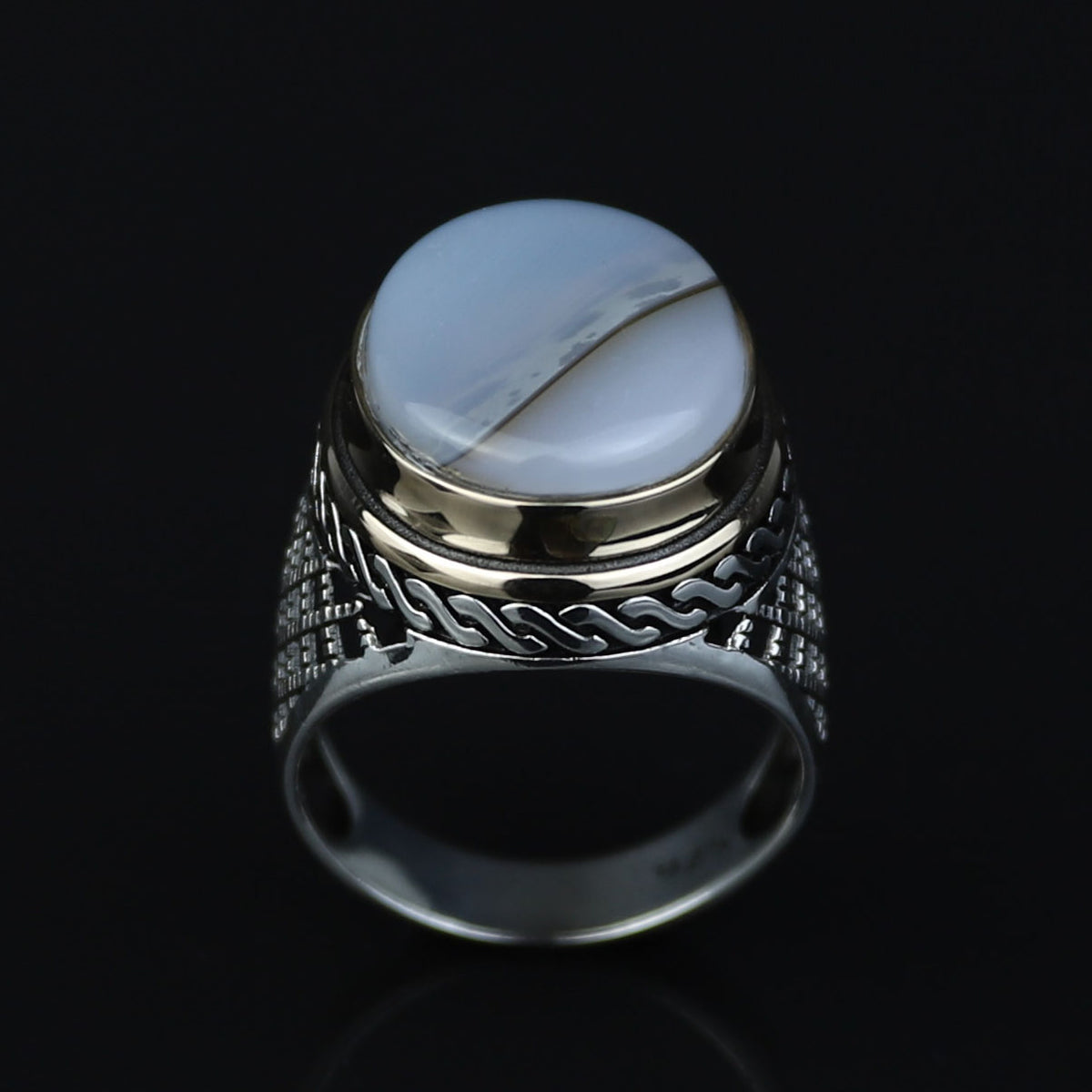 925 Silver Natural Yemen Agate Stone Ring, Natural Agate Men Ring, Turkish Handmade Silver Ring, 925k Sterling Silver Ring, Gift For Hi