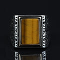 Men Square Tiger Eye Ring , Turkish Handmade Ring, Ottoman Mens Ring, Turkish Signet Gemstone Ring, 925k Sterling Silver Ring, Gift For Him