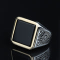 Silver Square Onyx Signet Ring, Engraved Minimal Onyx Ring, Onyx Wedding Ring For Men, Square Onyx Ring, Gift For Men, Gift For Him