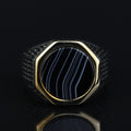 925 Sterling Silver Round Onyx Ring , Round Onyx Wedding Ring, Engraved Onyx Ring, Minimalist Signet Ring, Gift For Him, Men Jewelry