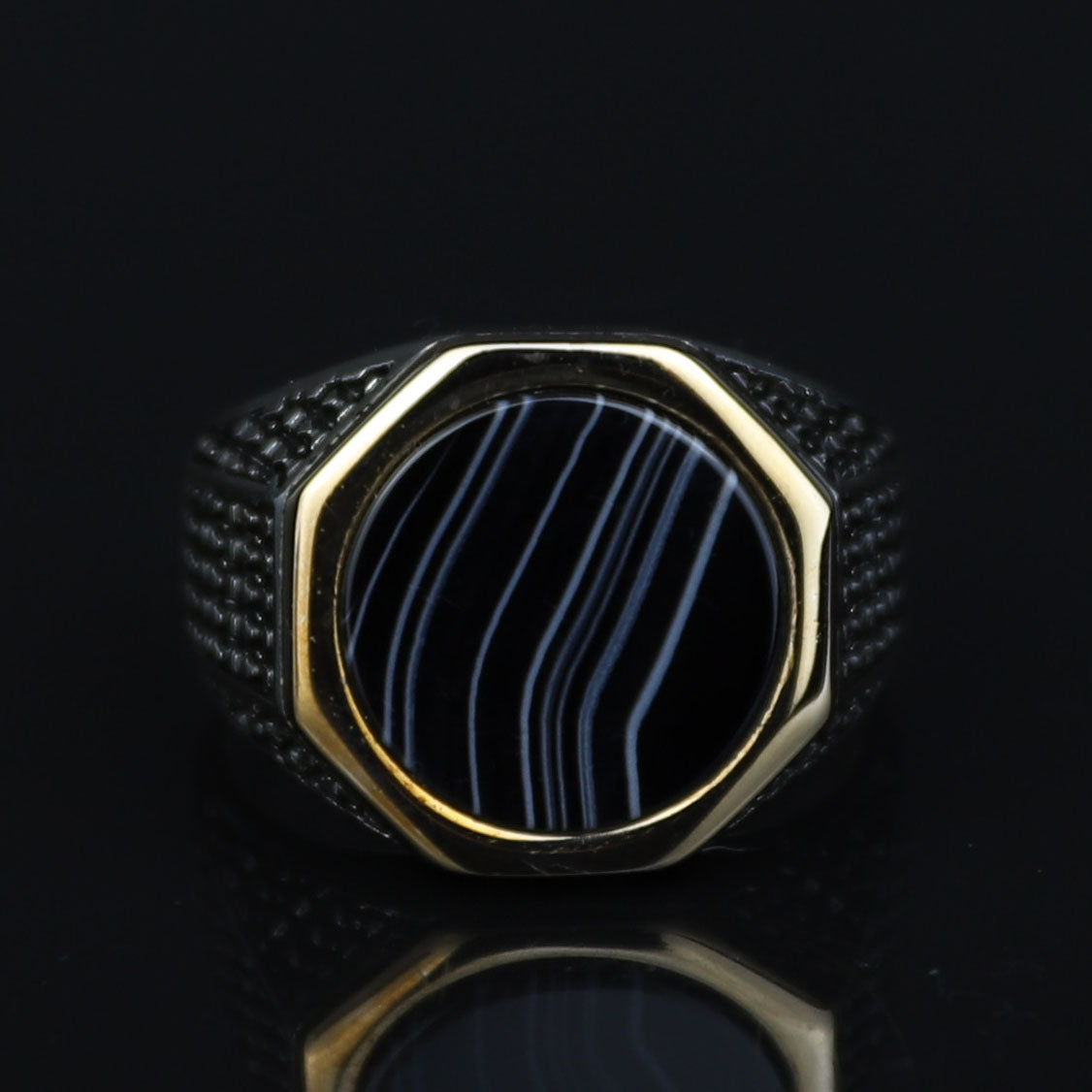 925 Sterling Silver Round Onyx Ring , Round Onyx Wedding Ring, Engraved Onyx Ring, Minimalist Signet Ring, Gift For Him, Men Jewelry