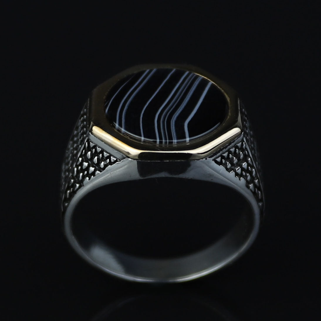 925 Sterling Silver Round Onyx Ring , Round Onyx Wedding Ring, Engraved Onyx Ring, Minimalist Signet Ring, Gift For Him, Men Jewelry