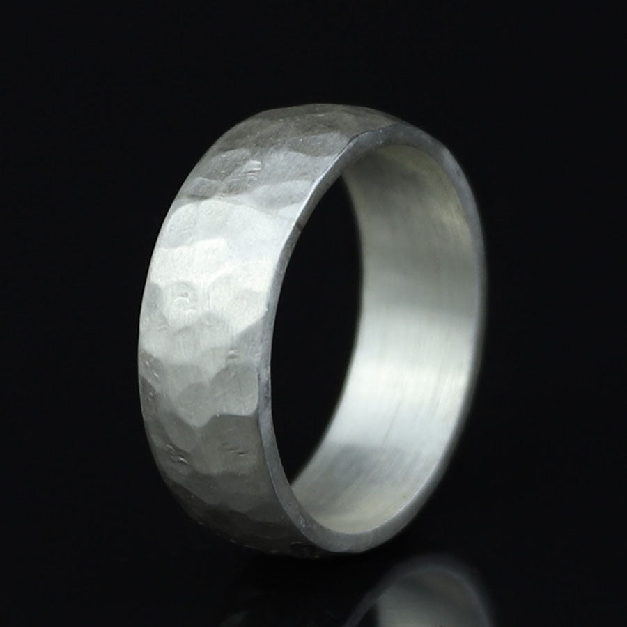925 Silver Floral Engraved Ring, Nature Inspired Engraved Silver Ring, Handmade Turkish Jewelry, Vintage Hammered Band Ring, Wide Band Ring
