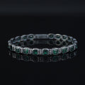 925 Silver Square Emerald Chain Bracelet, Square Cut Green Stone Tennis Bracelet, Men Emerald Diamond Tennis Bracelet, Elegant Bracelet