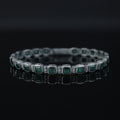 925 Silver Square Emerald Chain Bracelet, Square Cut Green Stone Tennis Bracelet, Men Emerald Diamond Tennis Bracelet, Elegant Bracelet