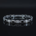 Silver Black Diamond Chain Bracelet, Black Moissanite Vintage Bracelet, Mens Black Diamond Bracelet, Shiny Diamond Bracelet