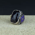 Men Handmade Square Large Sapphire Gemstone Ottoman Ring