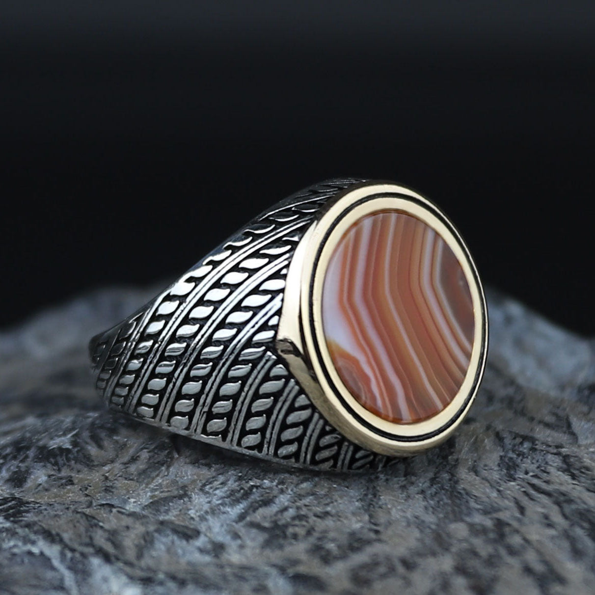 Silver Classic Red Agate Ring , Round Silver Aqeeq Carnelian Gemstone Ring , Father Day Gift, Men Ottoman Style Handmade Ring , 925k Silver