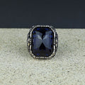 Men Handmade Square Large Sapphire Gemstone Ottoman Ring