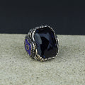 Men Handmade Square Large Sapphire Gemstone Ottoman Ring