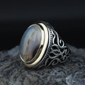 925 Silver Yemen Agate Stone Ring, Natural Agate Gemstone Ring, Rurkish Handmade Silver Ring, 925k Sterling Silver Ring, Gift For Him