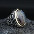 925 Silver Yemen Agate Stone Ring, Natural Agate Gemstone Ring, Rurkish Handmade Silver Ring, 925k Sterling Silver Ring, Gift For Him