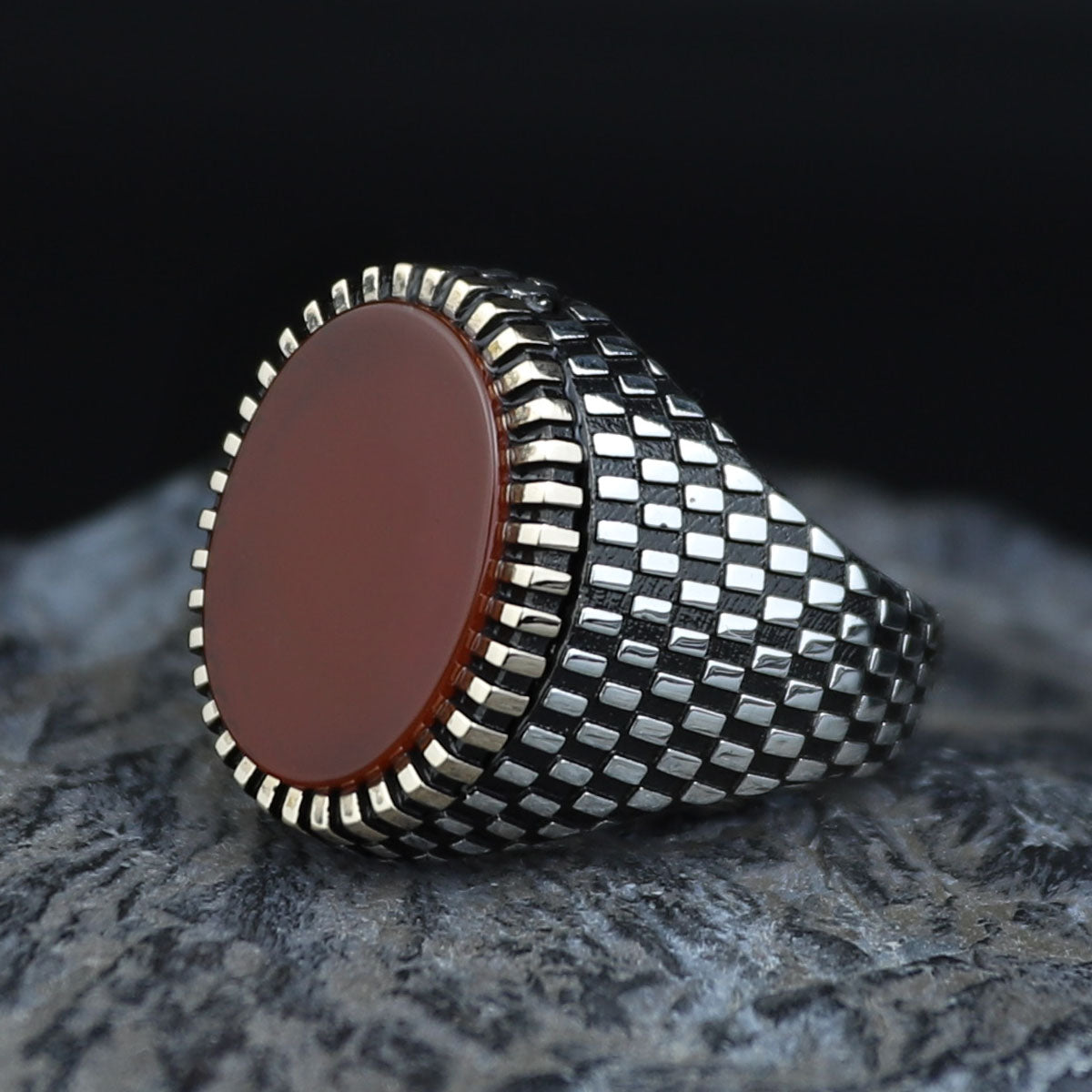 Sterling Silver Men Oval Red Agate Ring , Classic Aqeeq Carnelian Men Ring , Father Day Gift, Gift For Men , For Husband, 925k Silver