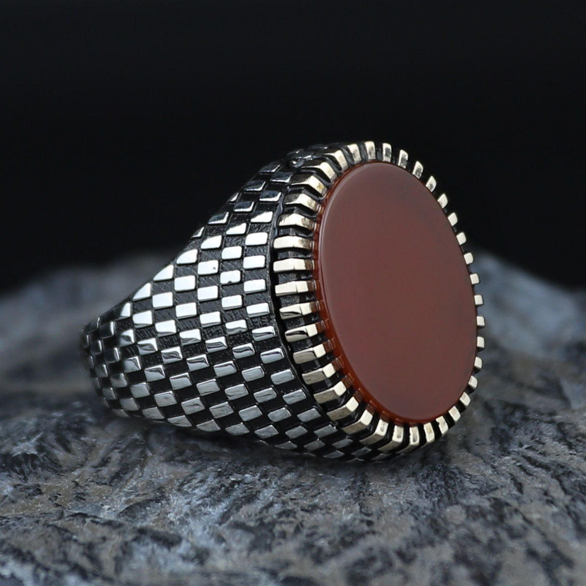 Sterling Silver Men Oval Red Agate Ring , Classic Aqeeq Carnelian Men Ring , Father Day Gift, Gift For Men , For Husband, 925k Silver