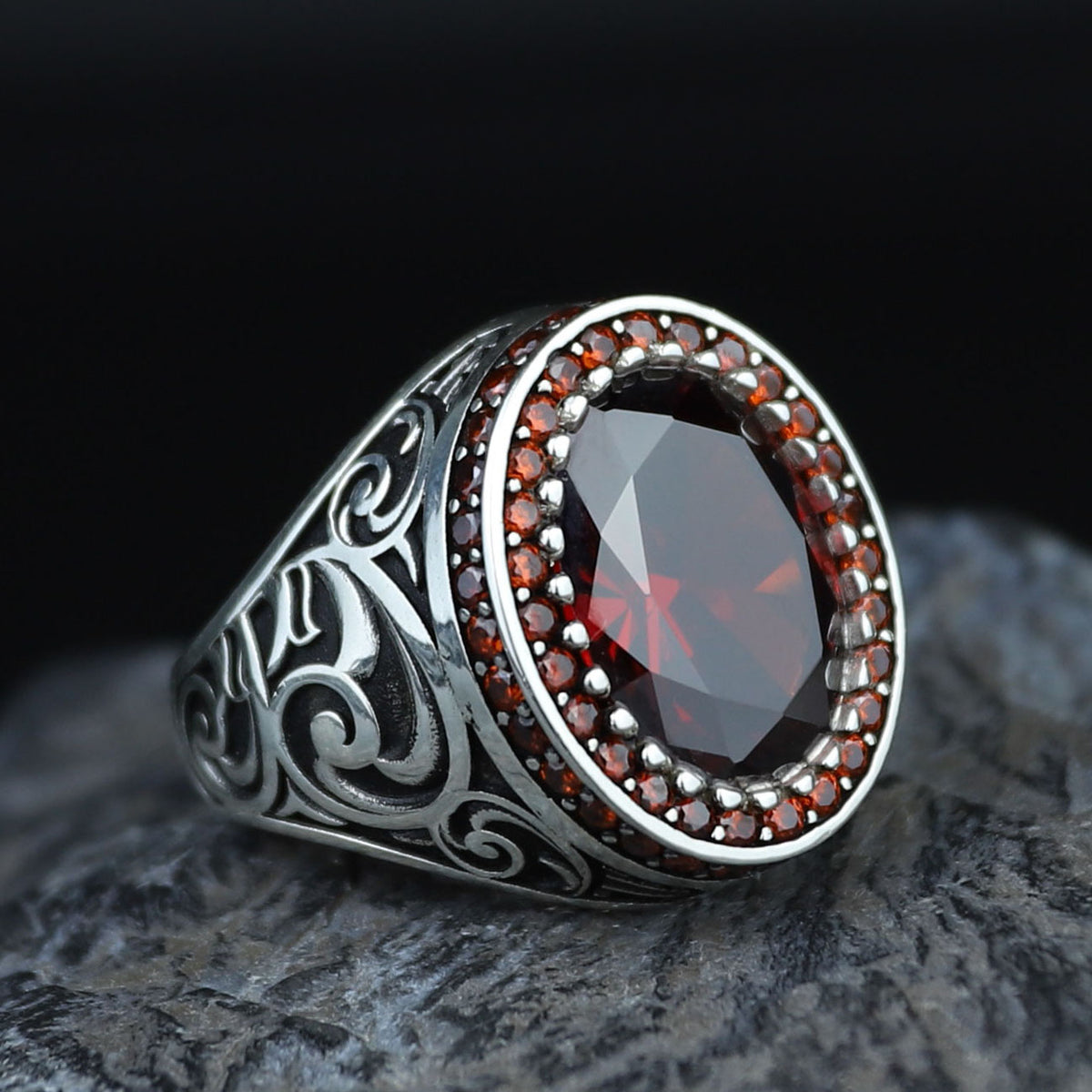925 Silver Minimal Ruby Stone Ring, Oval Red Gemstone Men Ring, Garnet Gemstone Ring, Mens Turkish Handmade Ring, Men Handmade Gift Ring