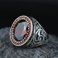 925 Silver Minimal Ruby Stone Ring, Oval Red Gemstone Men Ring, Garnet Gemstone Ring, Mens Turkish Handmade Ring, Men Handmade Gift Ring