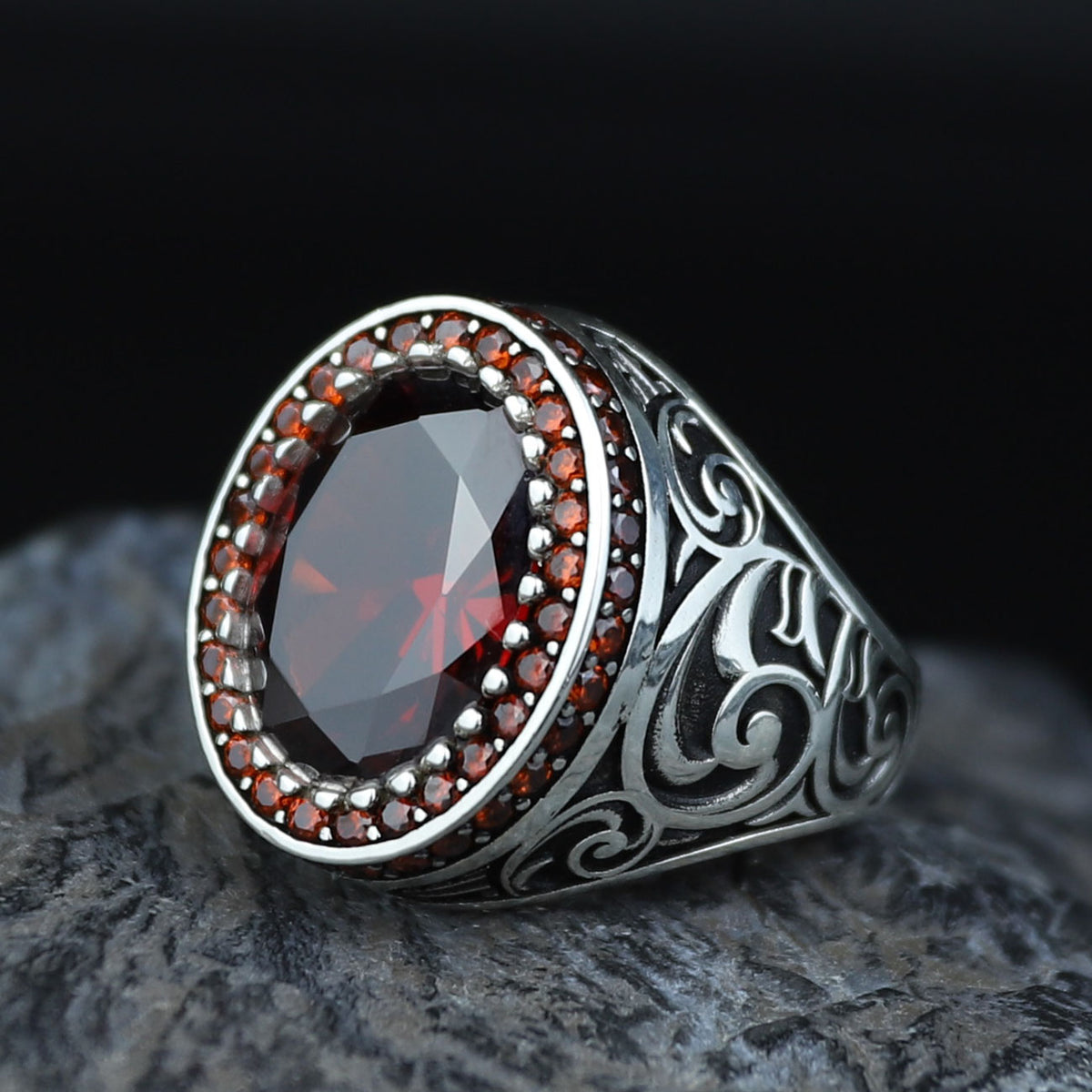925 Silver Minimal Ruby Stone Ring, Oval Red Gemstone Men Ring, Garnet Gemstone Ring, Mens Turkish Handmade Ring, Men Handmade Gift Ring