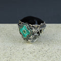 Men Handmade Large Green Emerald Gemstone Silver Ring