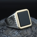 Silver Square Onyx Signet Ring, Engraved Minimal Onyx Ring, Onyx Wedding Ring For Men, Square Onyx Ring, Gift For Men, Gift For Him