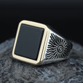 Silver Square Onyx Signet Ring, Engraved Minimal Onyx Ring, Onyx Wedding Ring For Men, Square Onyx Ring, Gift For Men, Gift For Him