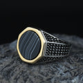 925 Sterling Silver Round Onyx Ring , Round Onyx Wedding Ring, Engraved Onyx Ring, Minimalist Signet Ring, Gift For Him, Men Jewelry