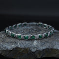 925 Silver Square Emerald Chain Bracelet, Square Cut Green Stone Tennis Bracelet, Men Emerald Diamond Tennis Bracelet, Elegant Bracelet
