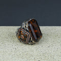 Men Handmade Ottoman Style Large Natural Amber Ring