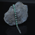 925 Silver Square Emerald Chain Bracelet, Square Cut Green Stone Tennis Bracelet, Men Emerald Diamond Tennis Bracelet, Elegant Bracelet