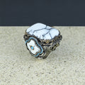 Men Silver Large White Turquoise Turkish Handmade Ring