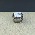 Men Silver Large White Turquoise Turkish Handmade Ring