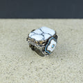 Men Silver Large White Turquoise Turkish Handmade Ring