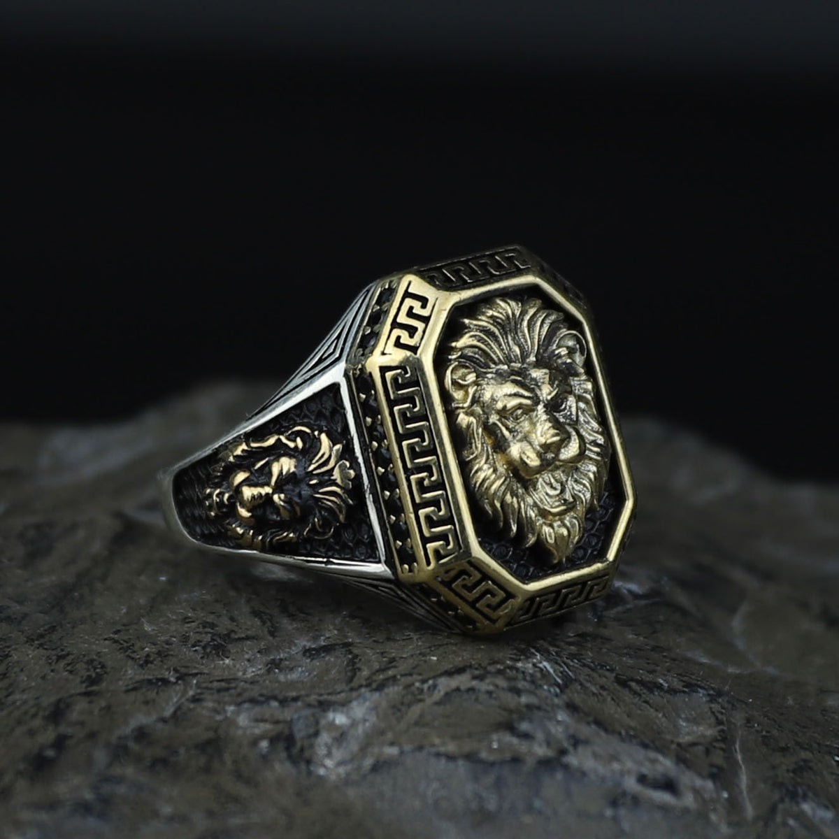Silver Zodiac Leon Signet Ring, Lion Figured Animal Head Ring, Silver Zodiac Ring, 925k Sterling Silver Ring