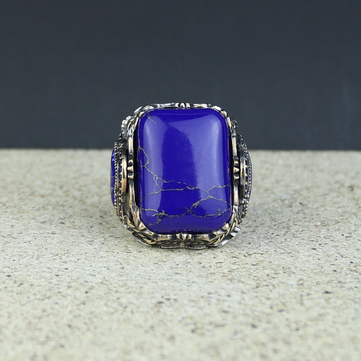 Men Handmade Lapis Lazuli Ottoman Style Ring
