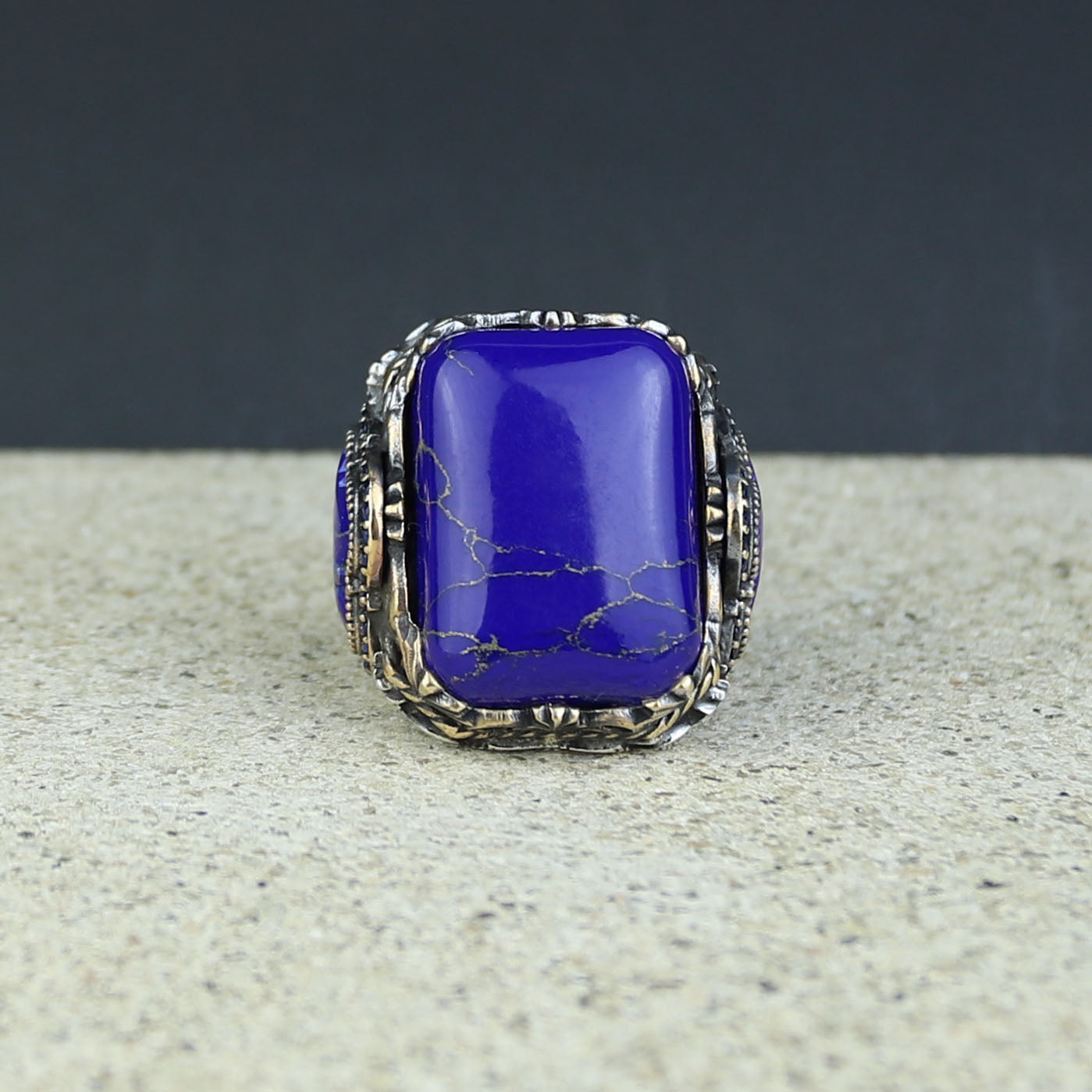 Men Handmade Lapis Lazuli Ottoman Style Ring