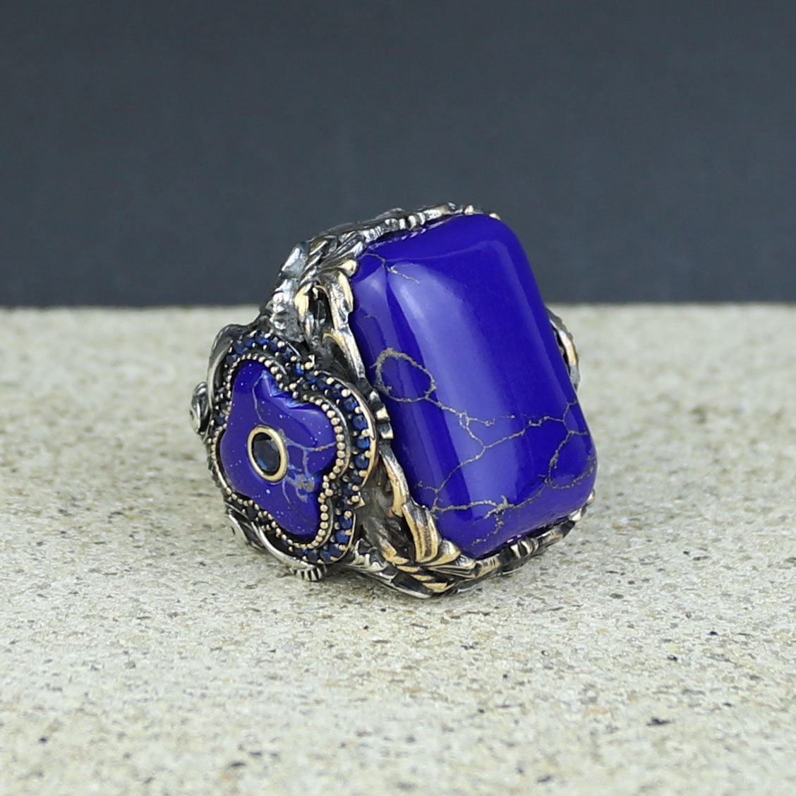 Men Handmade Lapis Lazuli Ottoman Style Ring