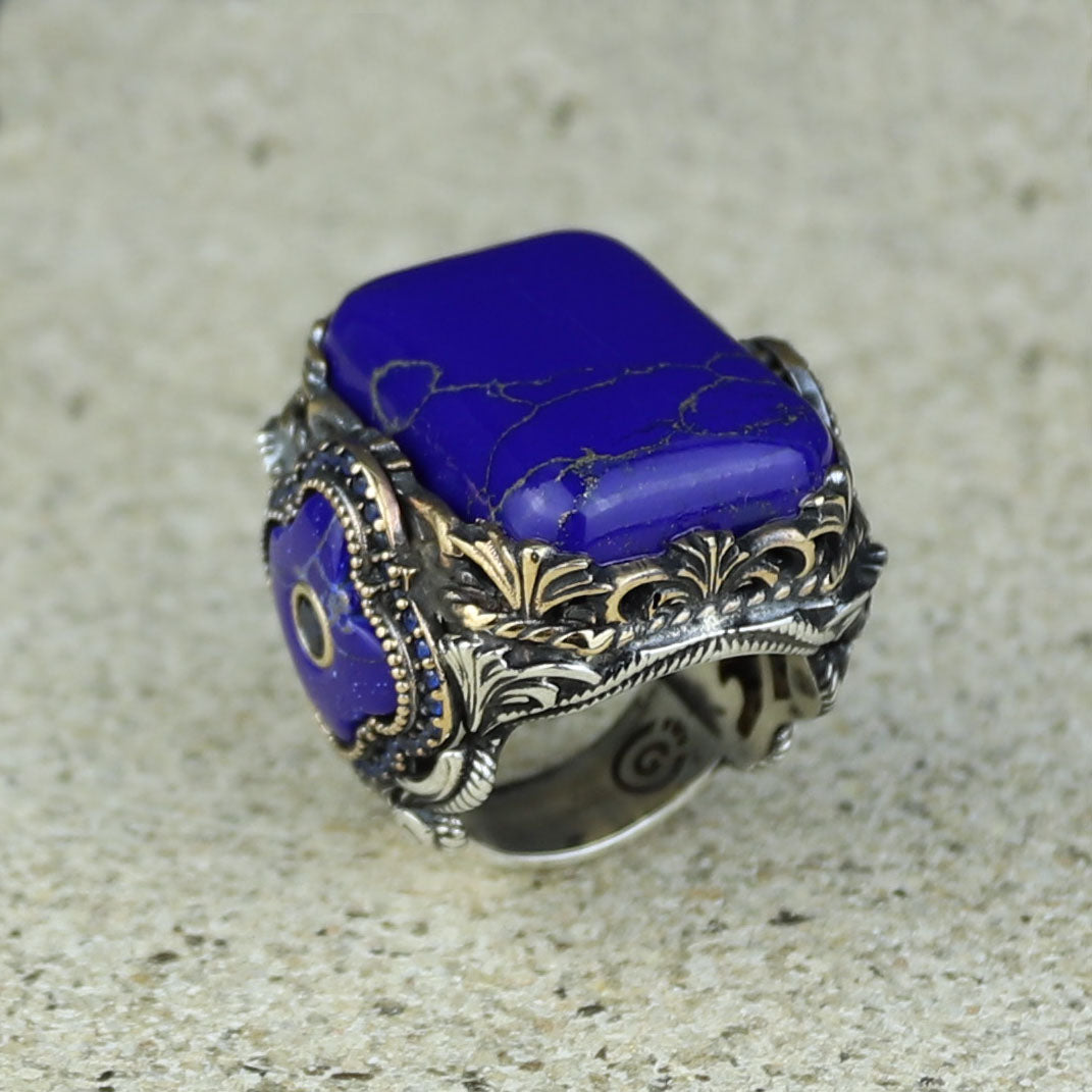 Men Handmade Lapis Lazuli Ottoman Style Ring